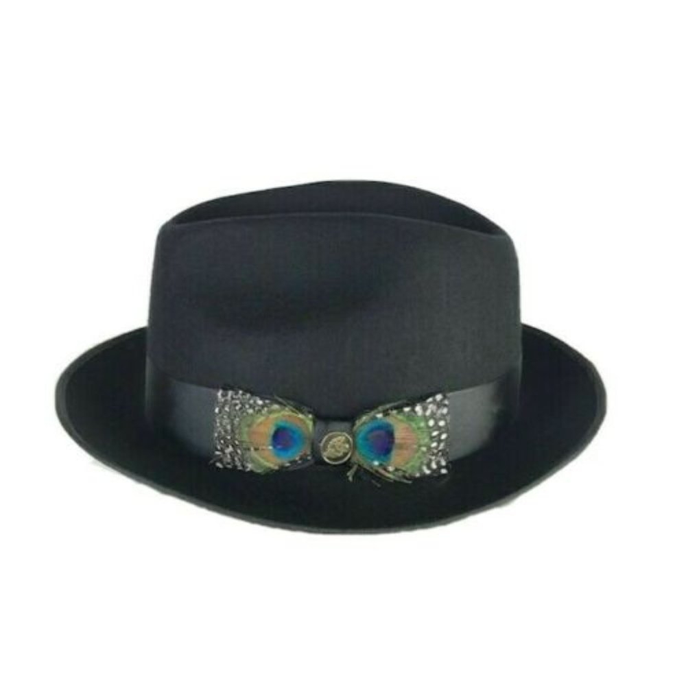 Steven Land Men's Black Fedora Hat Australian Wool Semi Crushable Size Medium